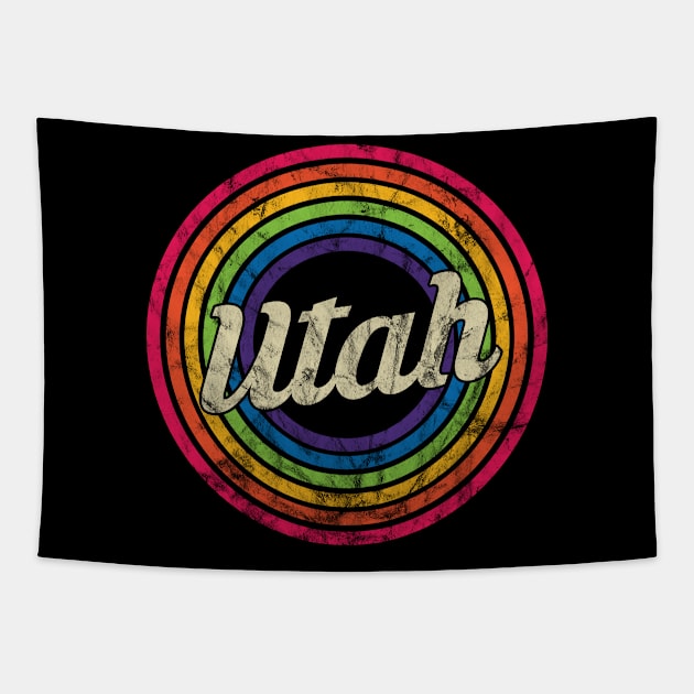 Utah - Retro Rainbow Faded-Style Tapestry by MaydenArt