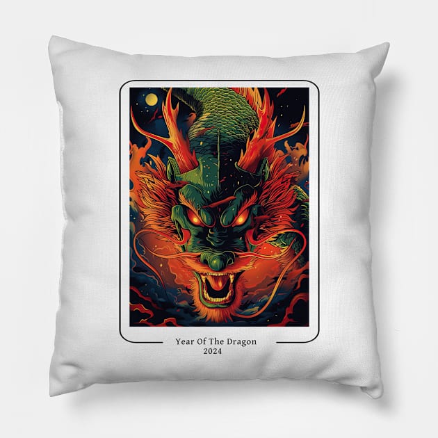 Lunar Year Of The Dragon 2024 Pillow by RosaliArt