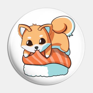 Shiba Salmon Sushi T-Shirt Pin