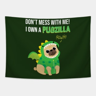 Pug dog PUGZILLA funny design Tapestry