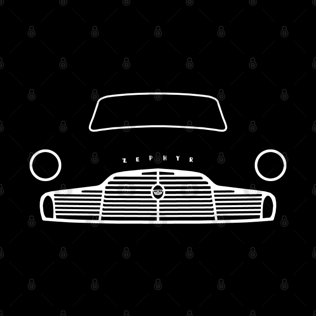 Ford Zephyr Mk II classic car outline graphic (white) by soitwouldseem