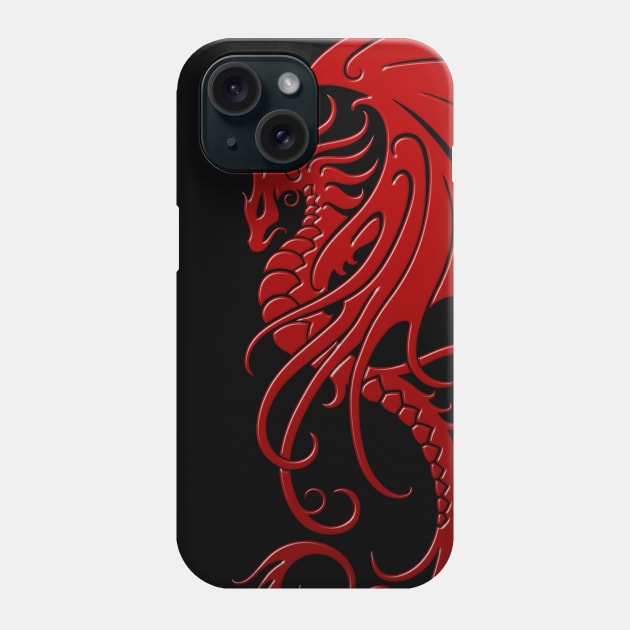 Flying Red Tribal Dragon Phone Case by jeffbartels