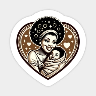 African mother. Vintage motherhood heart t-shirt, Retro Mom and baby love graphic tee, Unique mother's day gift Magnet