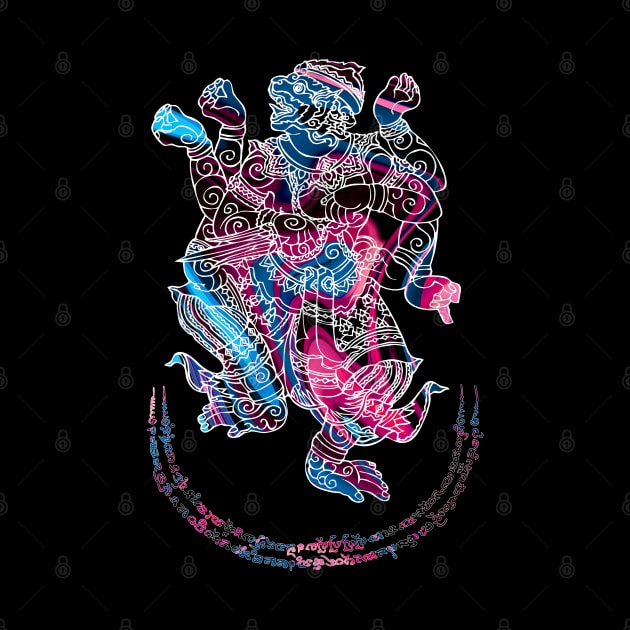 Hanuman Spiritual Sak Yant Colorful Abstract Design by VintCam