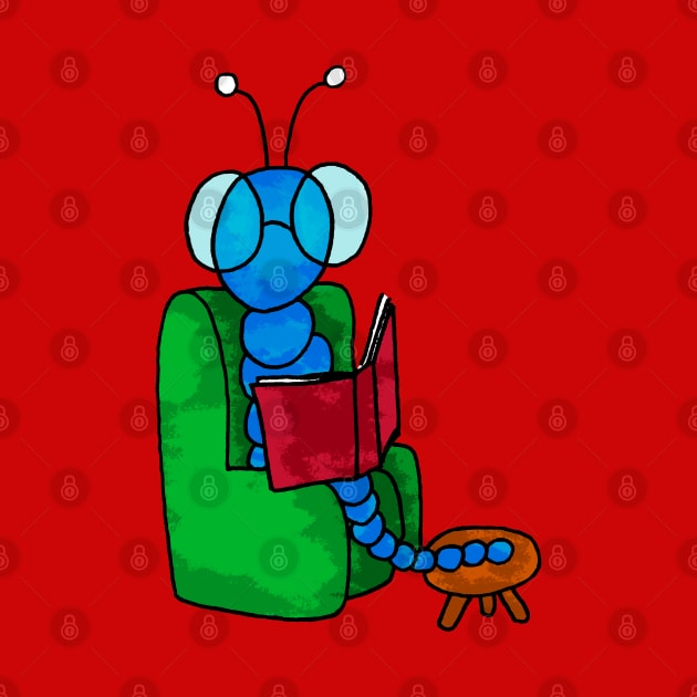 cute worm reading a book by MerryDee