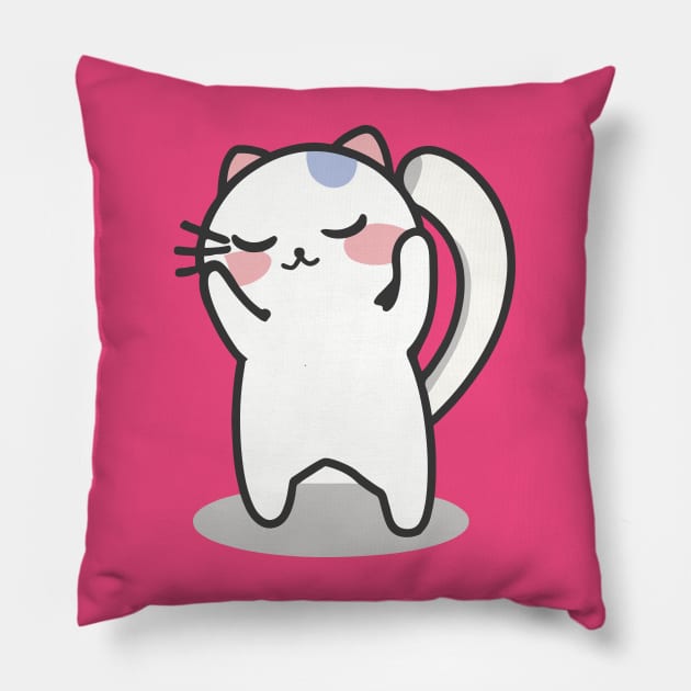 cute cat cartoon Pillow by Kawaii Bomb