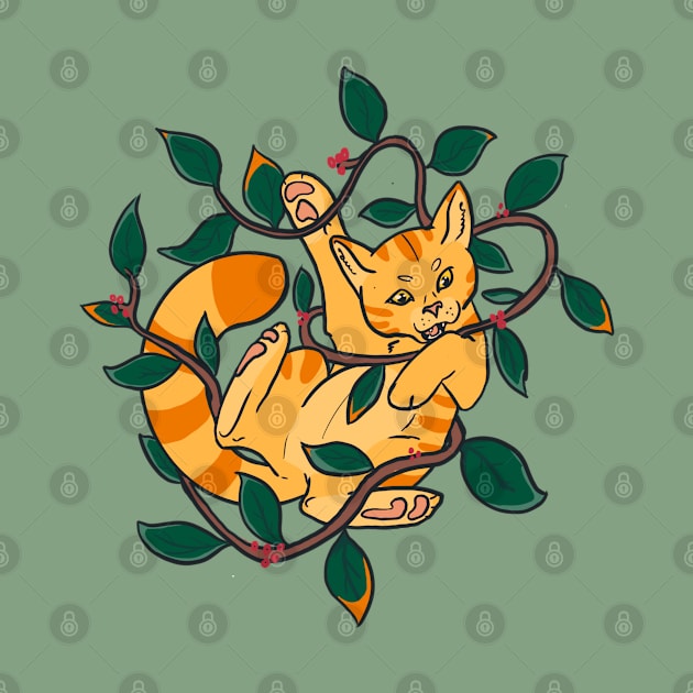 Leafy Autumn Orange Cat by CloudWalkerDesigns