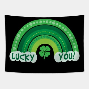 Lucky You! Cute Green Clover Rainbow for St Paddy's Day Tapestry