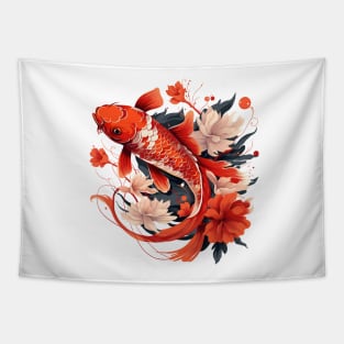 Koi Fish In A Pond Tapestry