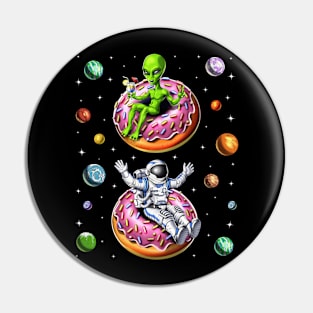 Astronaut Alien Riding Donut Pin