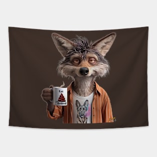 Retired Coyote with Coffee by focusln Tapestry