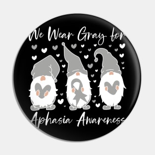 Aphasia Awareness We Wear Gray for Aphasia Gnome Pin