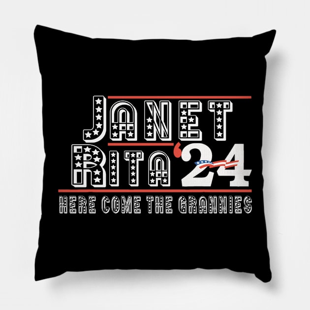 Janet and Rita Bluey Grannies 24 America For President Pillow by Galagoon