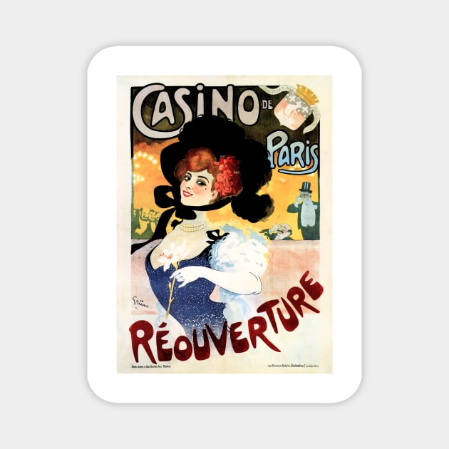 CASINO DE PARIS "REOUVERTURE" Grand Opening Old French Art Nouveau by Alexandre Jules Grun Magnet by vintageposters