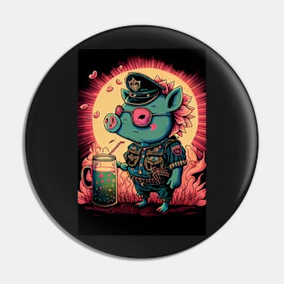 Cool Psychedelic Blue Pig Pin