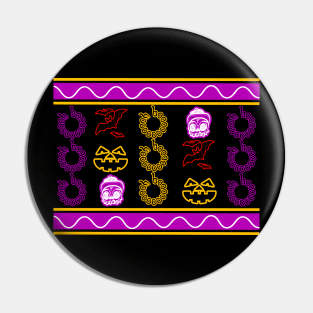 Ugly Halloween Skull Pumpkin Bats Pin