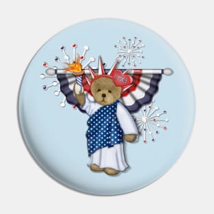 Patriotic Liberty Bear on Blue Pin