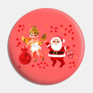 Cute angel and Santa Claus Together Pin
