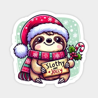 Slothy and Jolly - Cute Christmas sloth Magnet