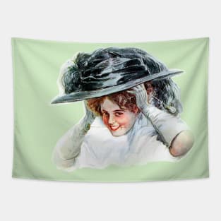 Vintage lady with chic hat, a noble and elegant period girl Tapestry