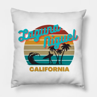 Laguna Niguel California Retro Vintage Sunset Graphic Design Pillow