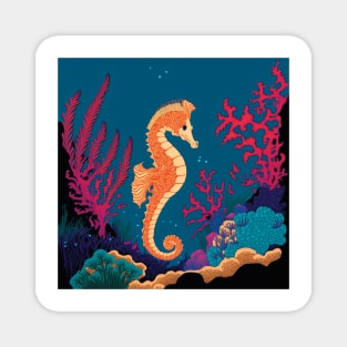 Beautiful Seahorse in Coral Design Magnet