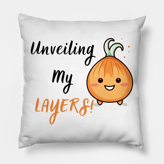 Kawaii Onion - Unveiling My Layers! Pillow by SzlagRPG