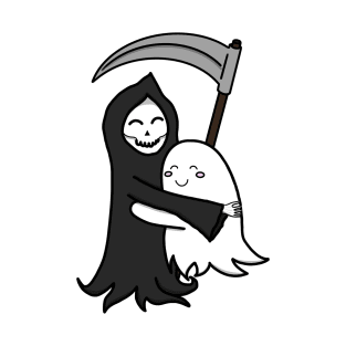 Grim Reaper & Ghost Hug | Friendship | Azrael & Specter Embrace T-Shirt