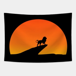 Lion king on mountain top Tapestry