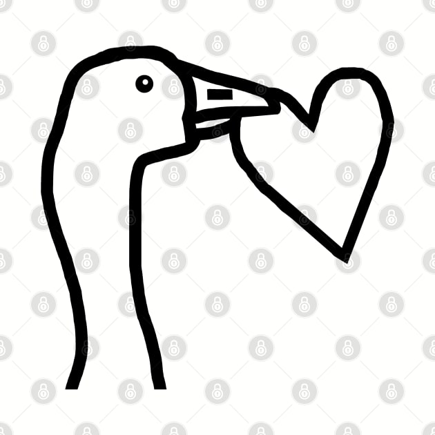 Portrait of a Gaming Goose Stealing a Heart Valentines Day Line Drawing by ellenhenryart