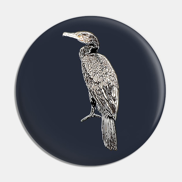 Double-crested Cormorant White Alternate Print Pin by DesignsAsstUnlimited