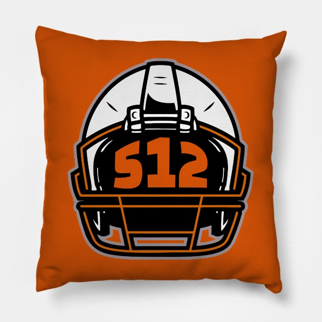 Retro Football Helmet 512 Area Code Austin Texas Football Pillow by SLAG_Creative