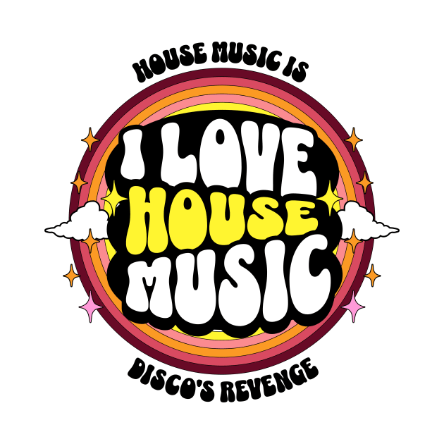 HOUSE MUSIC  - I Love Rainbow Circle (Black/Yellow/Red) by DISCOTHREADZ 