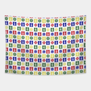 Tibetan Motif (Grid) - 5 Elements Palette Tapestry