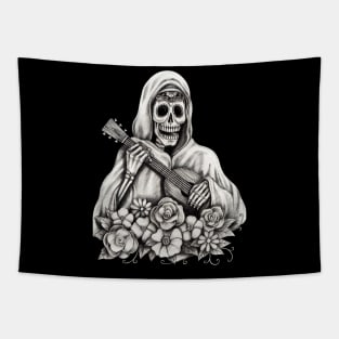 Santa muerte playing guitar celebration day of the dead. Tapestry