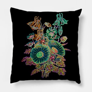 Black Panther Art - Glowing Flowers in the Dark 6 Pillow