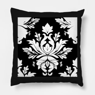 Damask White and Black Bold Medallion Pattern Pillow