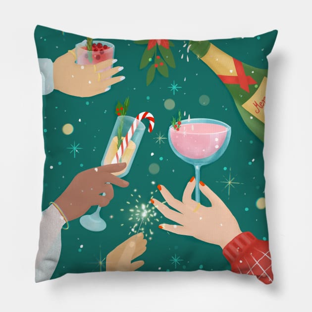 Christmas Cheers Pillow by Petras