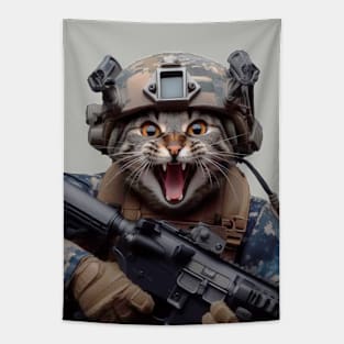 Cat Soldier - Military Kitty Tapestry