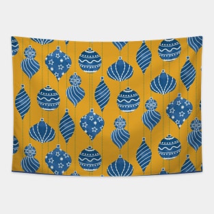 Blue and Gold Christmas Bubbles Tapestry