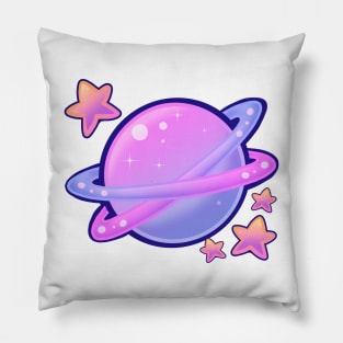 Pink and Purple Planets and Stars Pillow