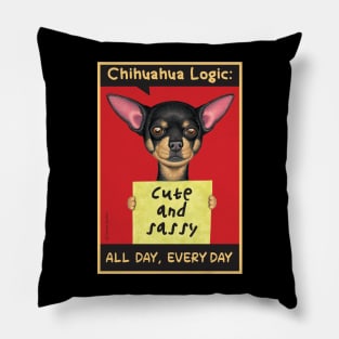 Sassy Chihuahua holding sign Pillow