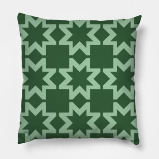 Hunter Green Morning Star Patchwork Pattern Pillow