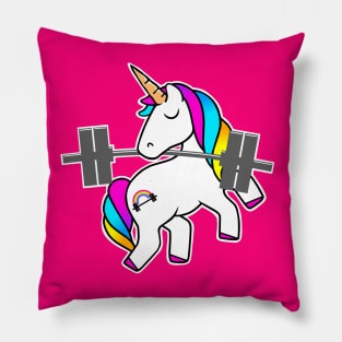 fitness unicorn, gym girl, fitness girl, barbell unicorn Pillow