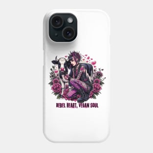 Vegan Punk Rock Girl and Cow Phone Case