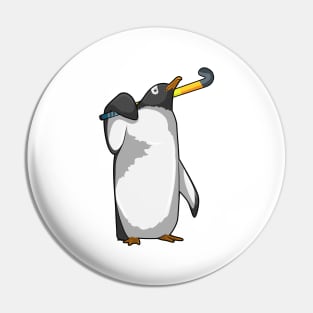 Penguin at Hockey with Hockey stick Pin