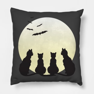 Cats & the Full Moon Pillow