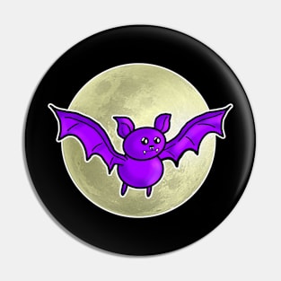 Halloween Flying Bat & Moon Pin