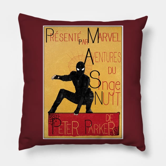 Aventures du Singe Nuit Pillow by EnchantedTikiTees