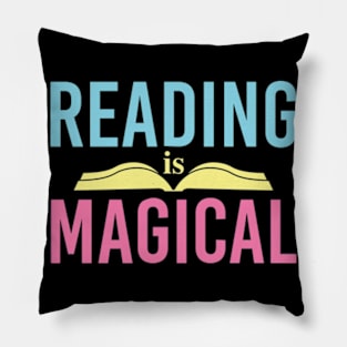 Reading is Magical Cute Reader Librarian Bookworm Gifts 2024 Pillow